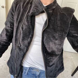 Free People Women's Black Suede Biker Jacket